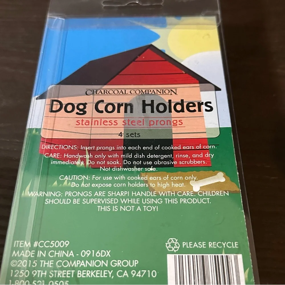Charcoal Companion Dog Corn Holders Dachshund Set of 4 New NIB